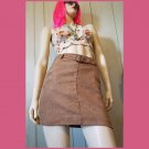Hollister Ultra High Rise Boho Retro Brown Micro Suede Fit & Flare Belted Skater Mini Skirt XS