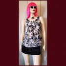 Banana Republic Black and White Floral Hibiscus Print Sleeveless Summer Top M. Banana Republic Black and White Floral Hibiscus Print Sleeveless Summer Top M.