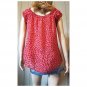 Red Abstract Pleated Stretch Semi Sheer Boho Babe Blouse XL