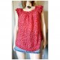 Red Abstract Pleated Stretch Semi Sheer Boho Babe Blouse XL