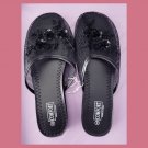 Vintage Y2K Ladies Glam Black Beaded Sequin Flowers Mesh Slipper Sandals NOS Size 8 Vintage Y2K Ladies Glam Black Beaded Sequin Flowers Mesh Slipper Sandals NOS Size 8