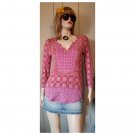 LUCKY Brand Retro Boho Hippiecore Pink Geometric Floral Paisley Print Tunic Top S. LUCKY Brand Retro Boho Hippiecore Pink Geometric Floral Paisley Print Tunic Top S.
