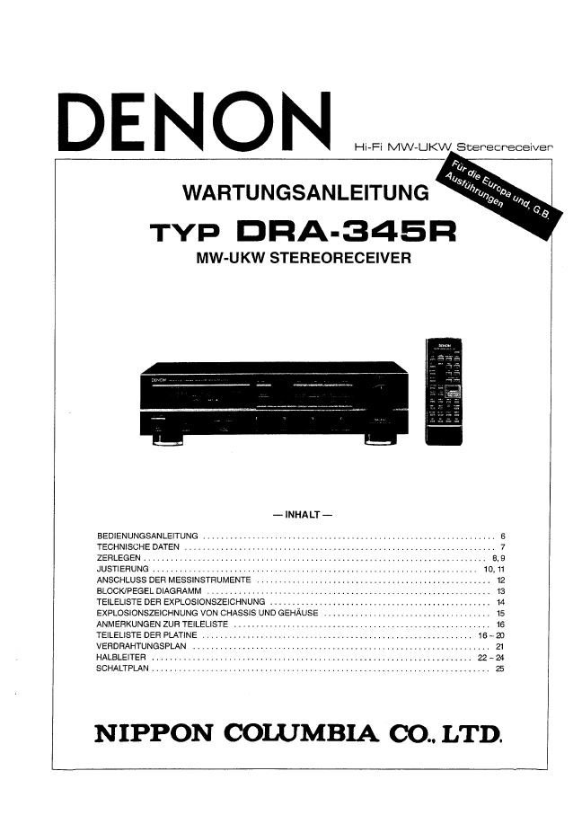 Denon DRA-345R Receiver Service Manual PDF