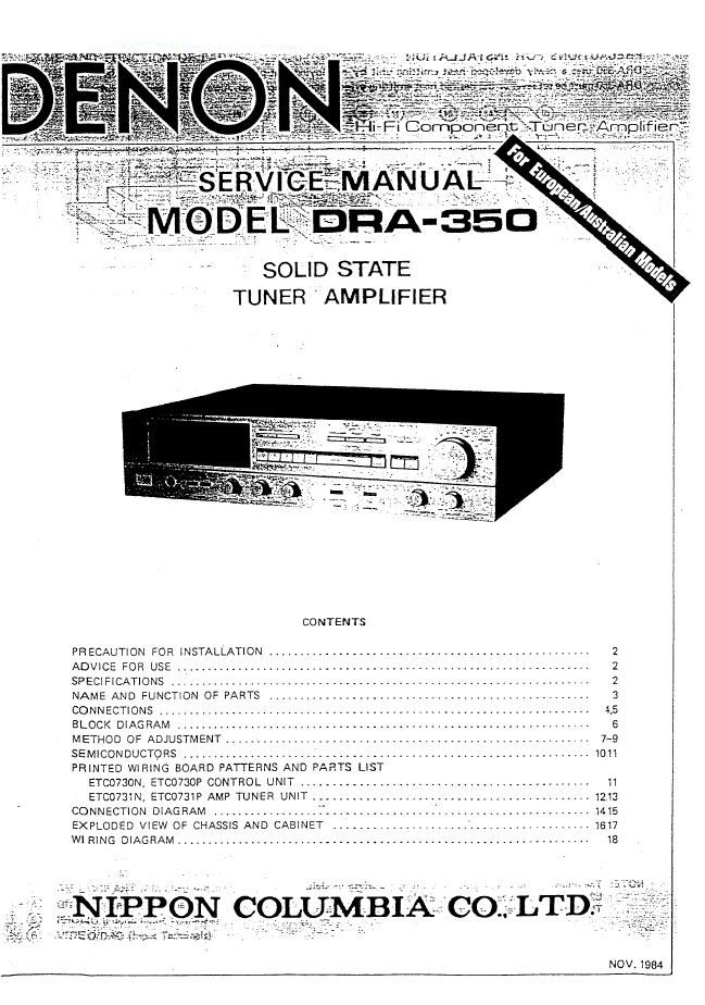 Denon DRA-350 Receiver Service Manual PDF