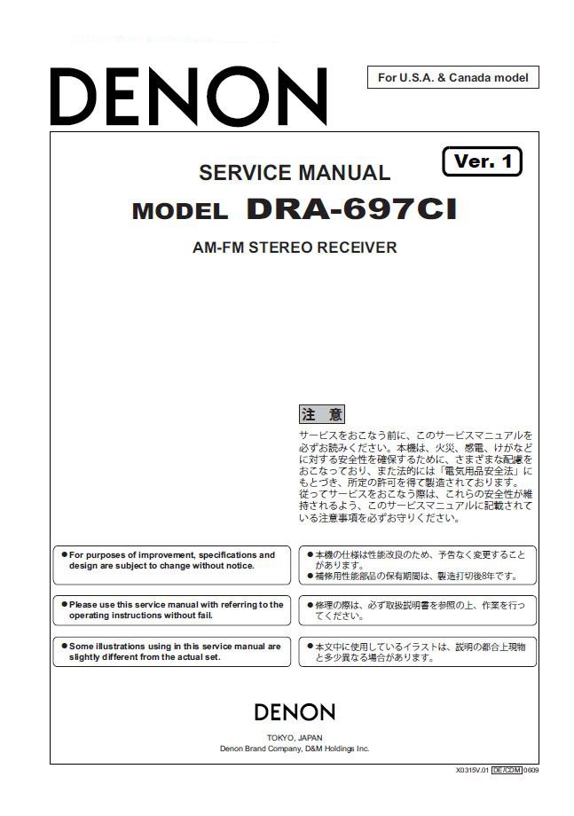 Denon DRA-697CI Ver.1 Receiver Service Manual PDF (SBTDN1328)