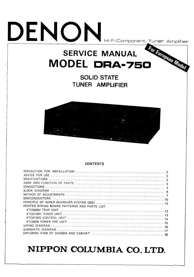 Denon DRA-750 Receiver Service Manual PDF