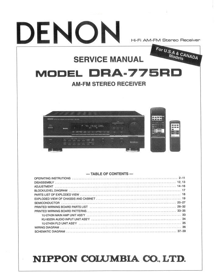 Denon DRA-775RD Receiver Service Manual PDF
