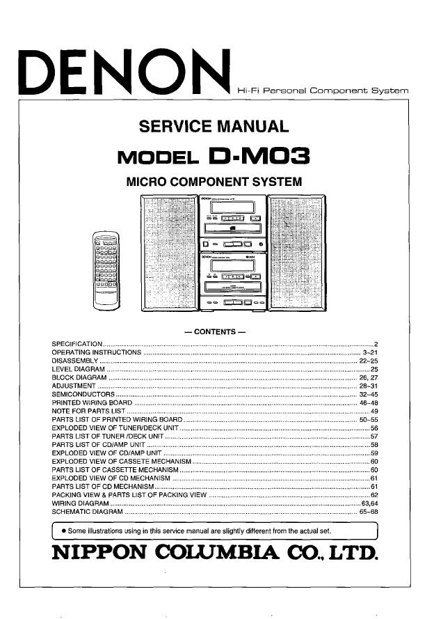 Denon D-M03 Micro System Service Manual PDF (SBTDN2172)