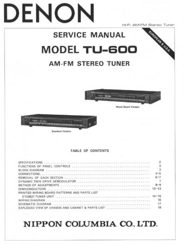 Denon TU-600 Stereo Tuner Service Manual PDF (SBTDN1348)