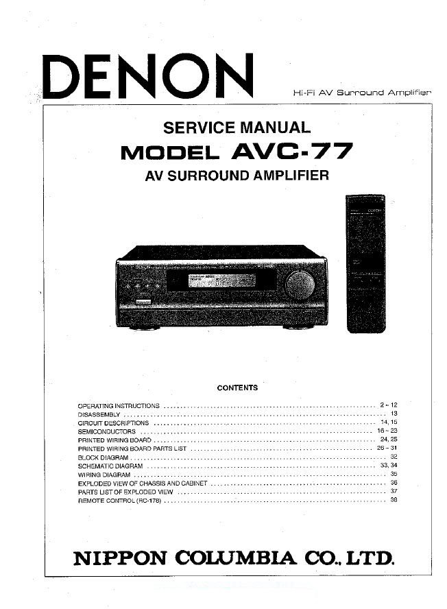 Denon AVC-77 Surround Amplifier Service Manual PDF