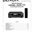 Denon AVC-77 Surround Amplifier Service Manual PDF (SBTDN1352)