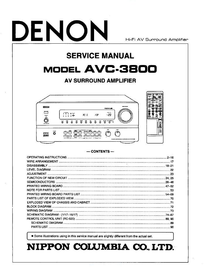 Denon AVC-3800 Surround Amplifier Service Manual PDF
