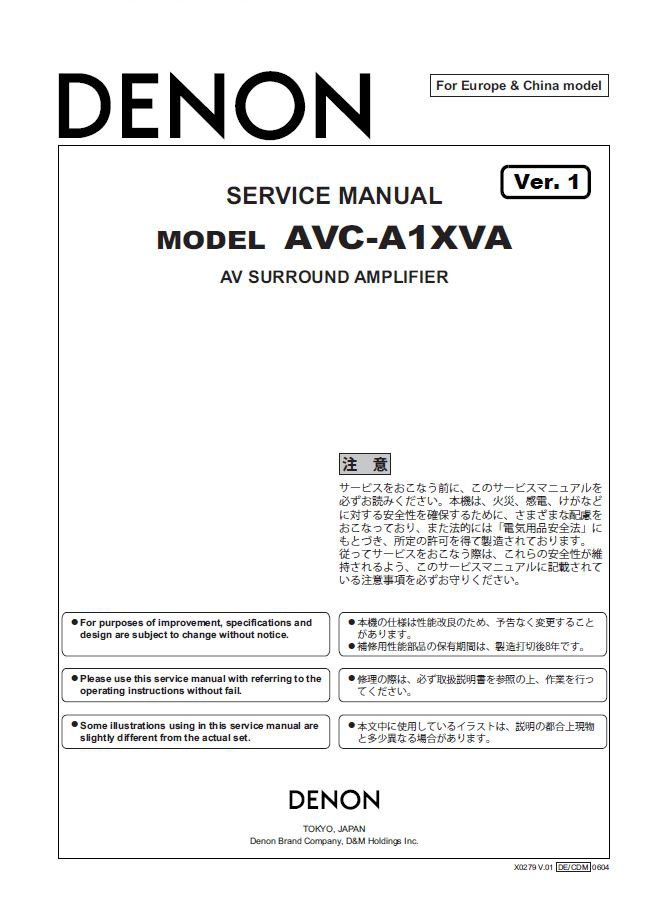 Denon AVC-A1XVA Ver.1 Surround Amplifier Service Manual PDF