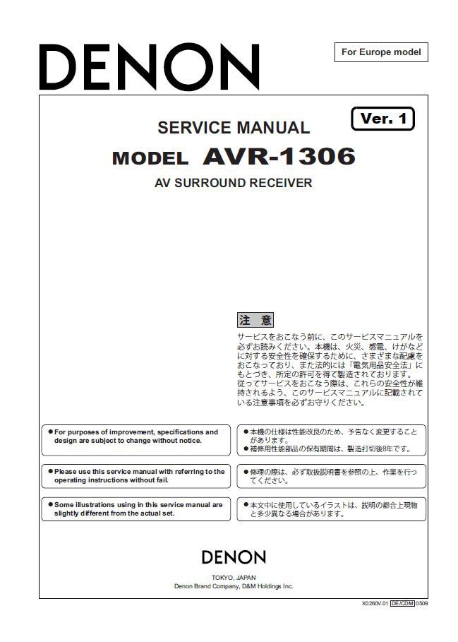 Denon AVR-1306 Ver.1 Surround Receiver Service Manual PDF (SBTDN1383)