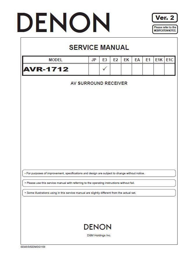 Denon AVR-1712 Ver.2 Surround Receiver Service Manual PDF