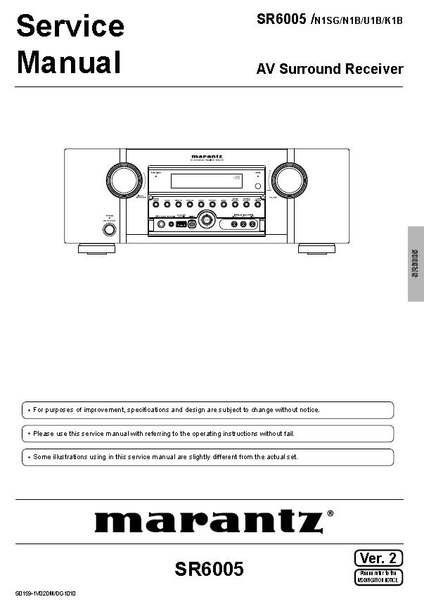 Marantz SR-6005 Ver.2 AV Surround Receiver Service Manual PDF
