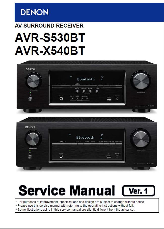 Denon AVR-S530BT ,AVR-X540BT Ver.1 Surround Receiver Service Manual PDF