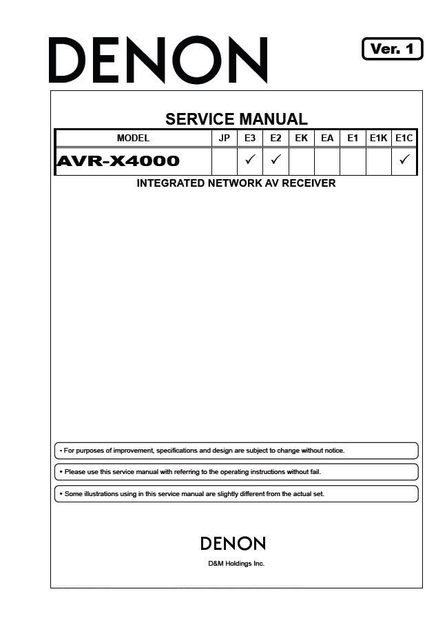 Denon AVR X4000 Ver 1 Network AV Receiver Service Manual PDF SBTDN1788 