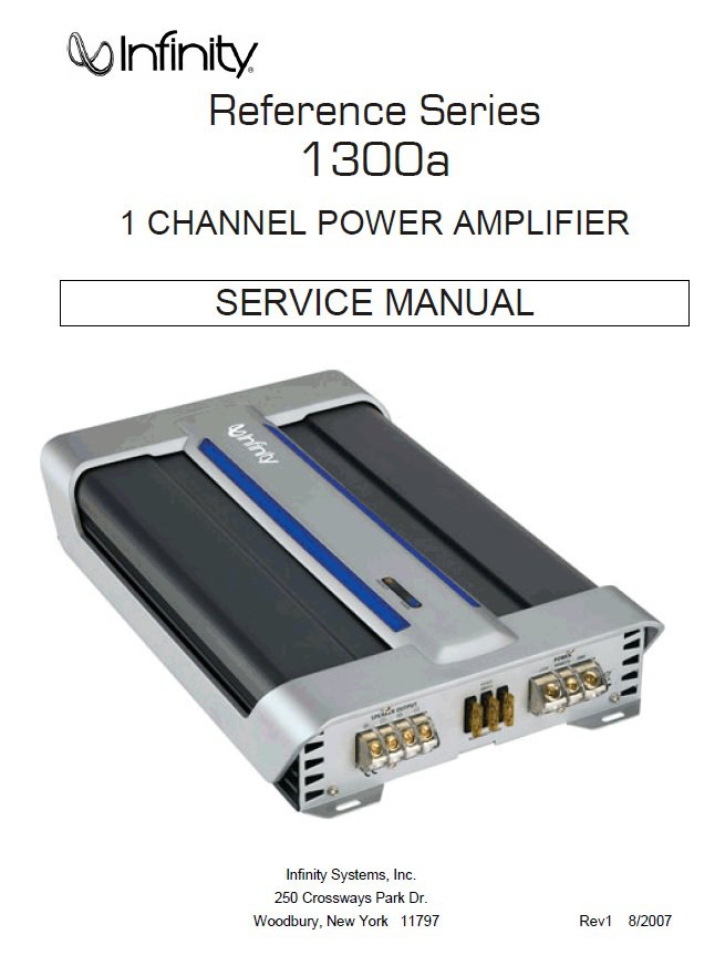 Infinity 1300a Rev.1 Car Power Amplifier Service Manual PDF