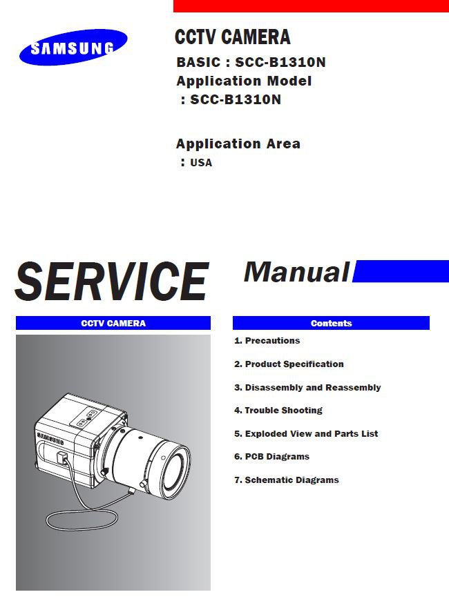 Samsung SCC-B1310N CCTV Camera Service Manual PDF (SBTSMG7650)