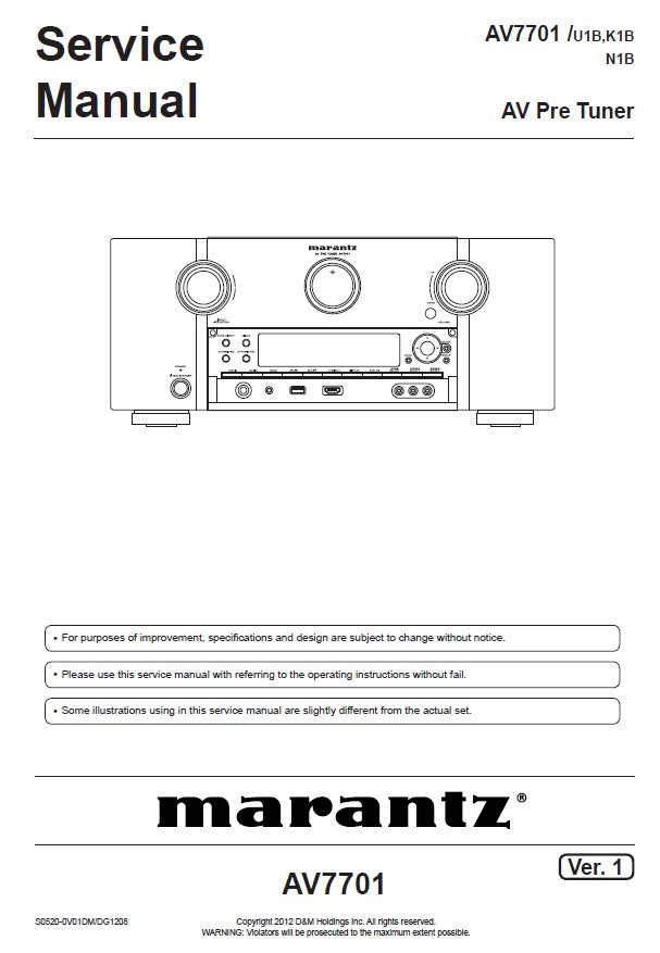 Marantz AV-7701 Ver.1 Pre Amplifier Service Manual PDF (SBTMR11061)