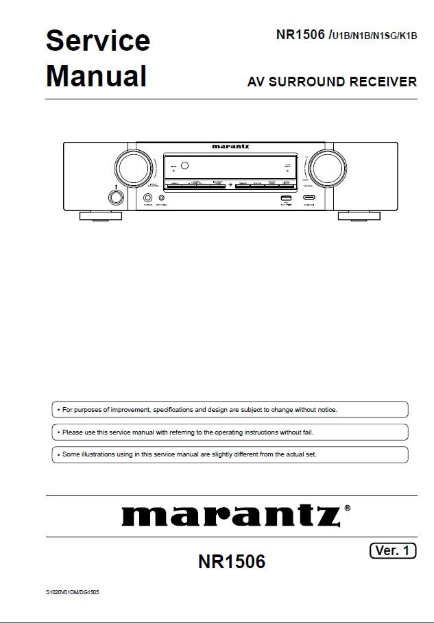Marantz NR-1506 Ver.1 AV Surround Receiver Service Manual PDF (SBTMR11117)