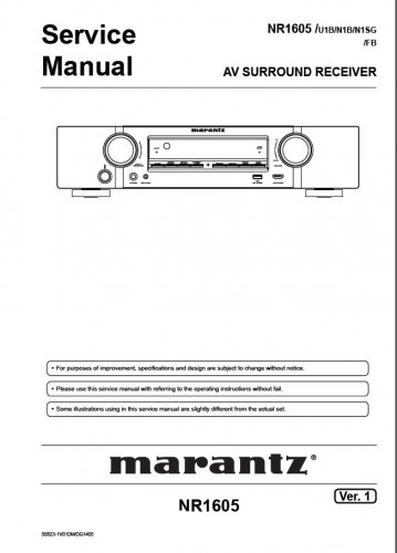 Marantz NR-1605 Ver.1 AV Surround Receiver Service Manual PDF (SBTMR11133)