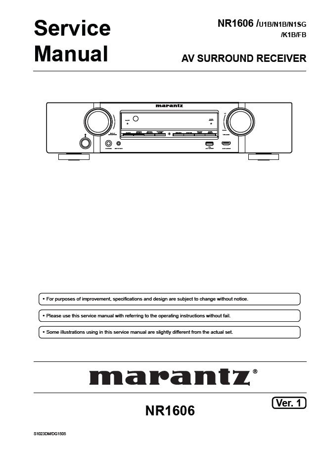 Marantz NR-1606 Ver.1 AV Surround Receiver Service Manual PDF (SBTMR11135)