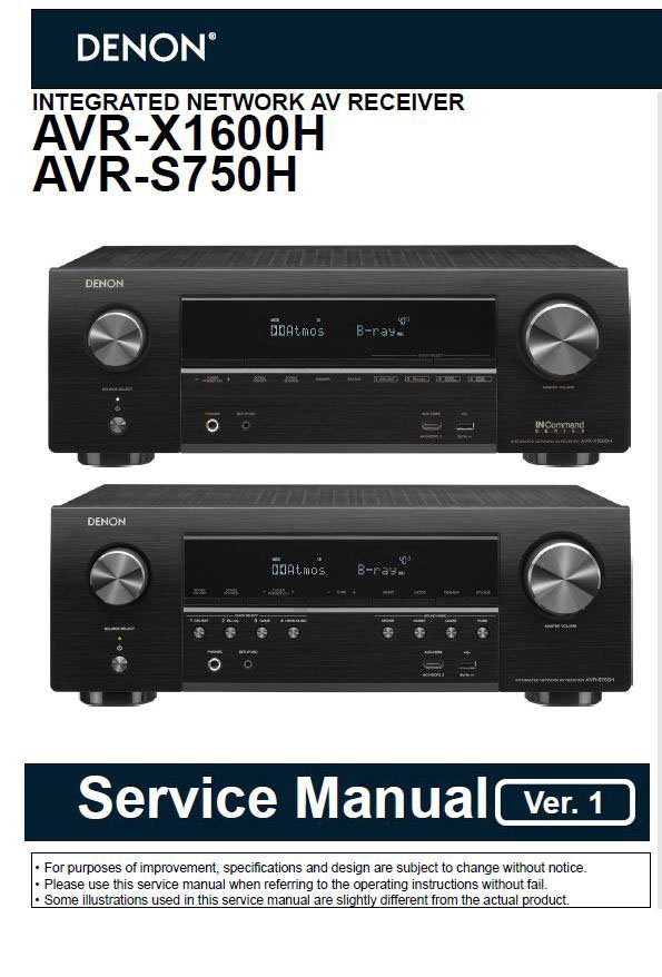 Denon AVRX1600H, AVRS750H Ver.1 Service Manual PDF (SBTDN2202)