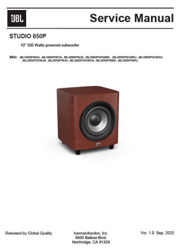 JBL Studio 650P Ver.1.0 Service Manual PDF (SBTJBL4589)
