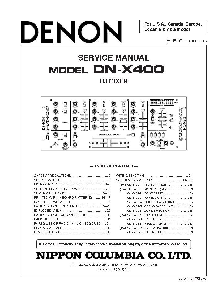 Denon DN-X400 Service Manual PDF (SBTDN1609)