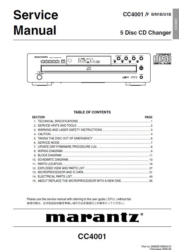 Marantz CC-4001 Service Manual PDF (SBTMR11028)