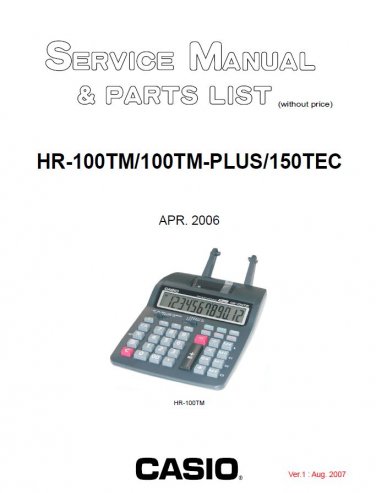 Casio HR-100TM, HR-100TM-Plus, HR-150TEC Ver.1 Service Manual PDF (SBTCS3063)
