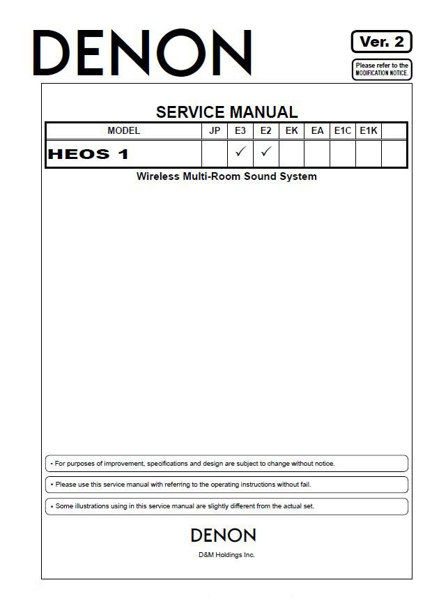 Denon HEOS 1 Ver.2 Service Manual PDF (SBTDN2163)