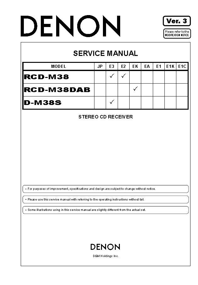 Denon RCD-M38, RCD-M38DAB, D-M38S Ver.3 Service Manual PDF (SBTDN2044)
