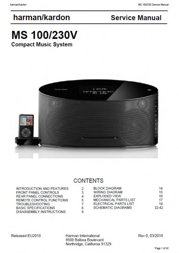 HarmanKardon MS-100 Rev.0 Service Manual PDF (SBTHK5753)