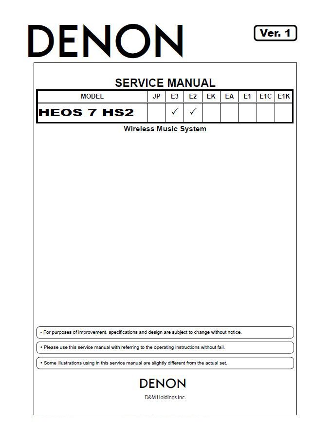 Denon HEOS 7 HS2 Ver.1 Service Manual PDF (SBTDN2135)