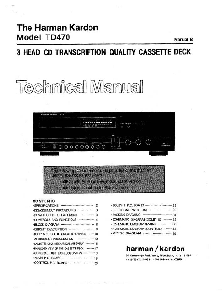 Harman Kardon TD-470 Service Manual PDF (SBTHK5469)