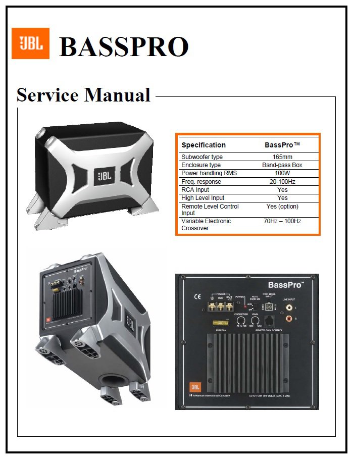 JBL BassPro Service Manual PDF (SBTJBL4480)