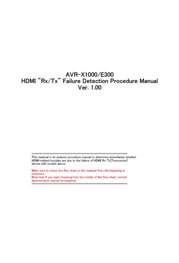 Denon AVR-X1000, AVR-E300 Ver.1.00 Service Manual PDF (SBTDN1293)