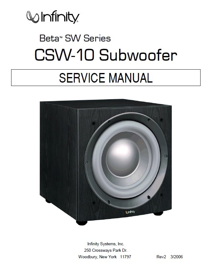 Infinity CSW-10 Rev.2 Service Manual PDF (SBTINF3403)