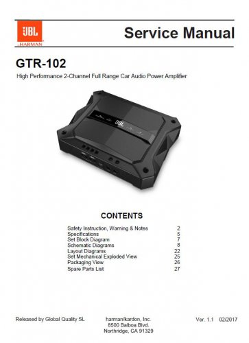 JBL GTR-102 Ver.1.1 Service Manual PDF (SBTJBL4396)
