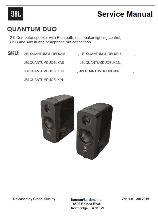 JBL Quantum Duo Ver.1.0 Service Manual PDF SBTJBL4622