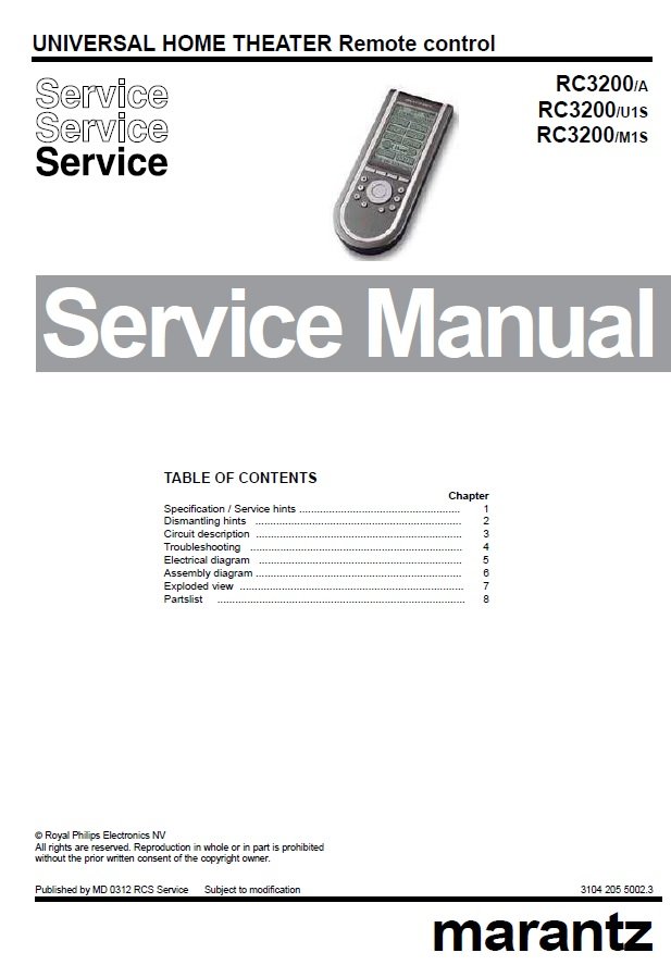 Marantz RC-3200 Service Manual PDF SBTMR11967