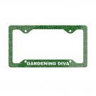 GARDENING DIVA License Plate Frame Vehicle Aluminum with a Glossy Finish Made in USA