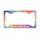 QUILTING DIVA License Plate Frame Vehicle Aluminum with a Glossy Finish Made in USA