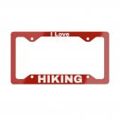 I LOVE HIKING  License Plate Frame Vehicle Aluminum with a Glossy Finish Made in USA