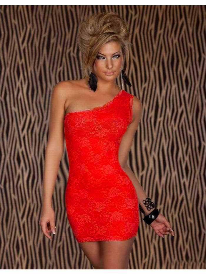 Sexy Lace Clubwear Bodycon Dress Mini Off the shoulder Red Women Dress