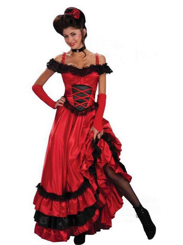 Fashion Female Red Saloon Girl Western Flamenco Costume Womens Costume ...