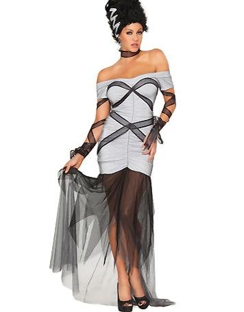 Sexy Mesh Gothic Beauties Fancy Dress Strapless Adult Halloween Witch Party Costume